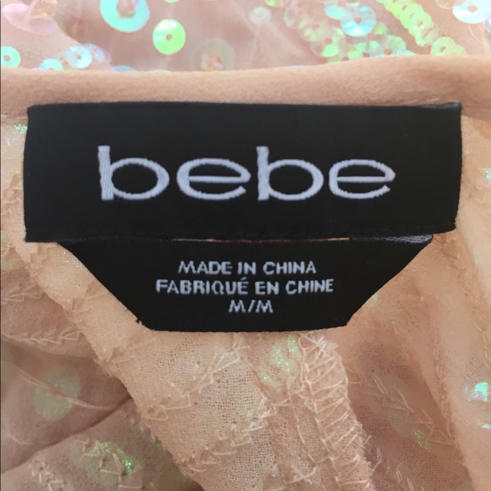 Bebe peach retro sequins min dress in pales pastel peach - Picture 3 of 7